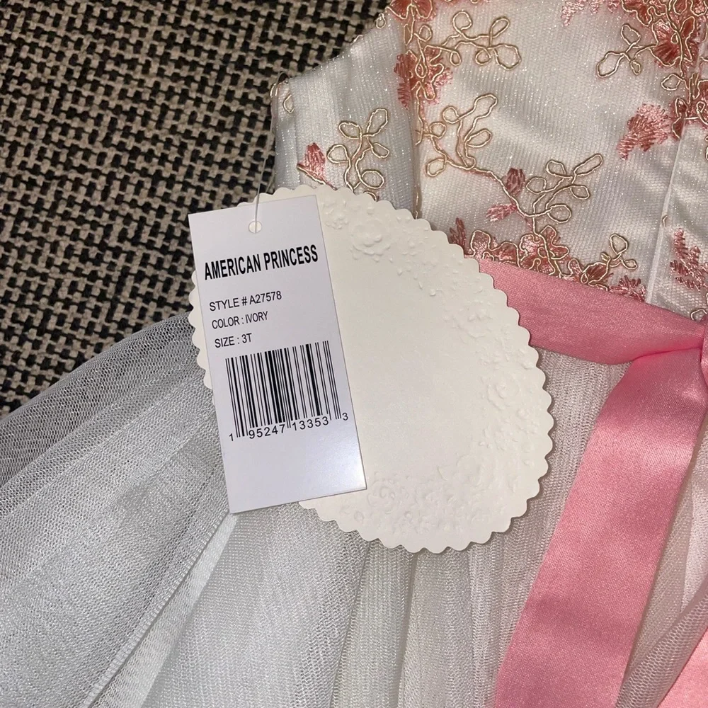 American Princess White and Pink Floral Dress